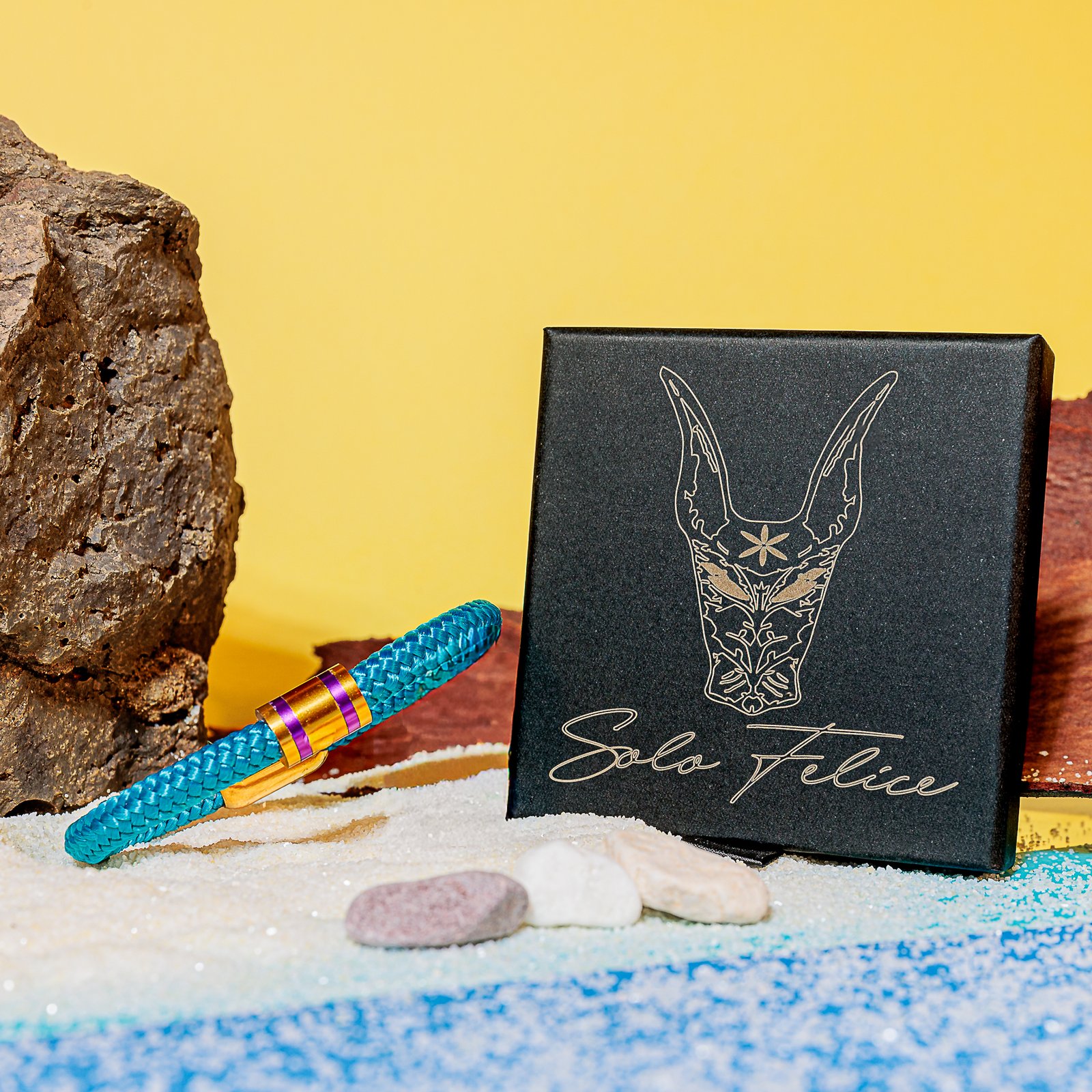 Bracciale "Solo Felice" (Azzurro/Oro/Viola) - immagine 2