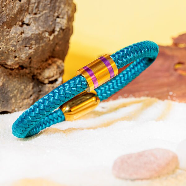 Bracciale "Solo Felice" (Azzurro/Oro/Viola)