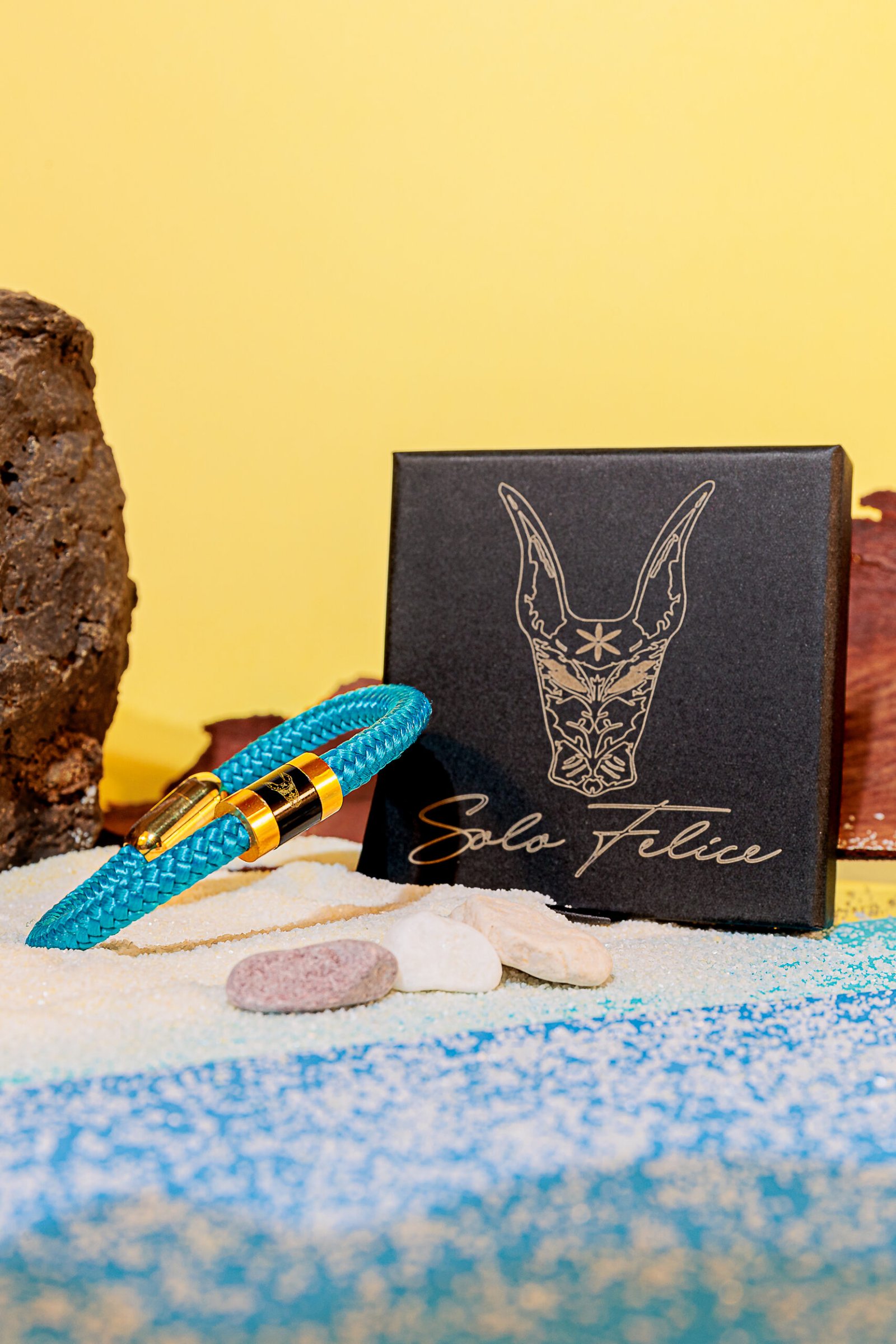 Bracciale "Solo Felice" (Azzurro/oro) - immagine 2